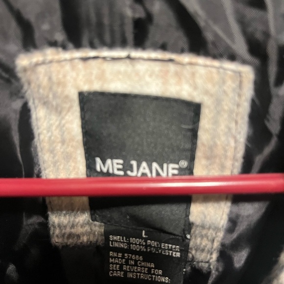 NWOT Me Jane Black and Cream Plaid Pea Coat - Picture 6 of 7